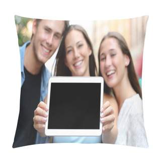 Personality  Friends Showing A Blank Tablet Screen Pillow Covers