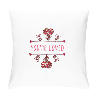 Personality Vector Handdrawn Badge For Saint Valentines Day Pillow Covers