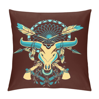 Personality  Bull Skull Tattoo Pillow Covers