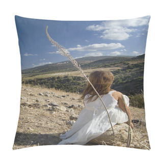 Personality  Girl In White And Landscape Pillow Covers