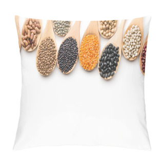 Personality  Various Dried Legumes In Wooden Spoons Pillow Covers