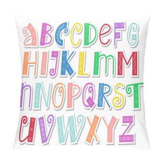 Personality  Decorative Colorful Latin Alphabet With Swirls And Ornament In Paper Cut Style On White For Text, Inscription, Greeting Card, Typography, Design, Lettering, Children, Cover, Holiday, Sticker Pillow Covers