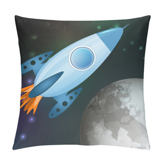 Personality  Vector Illustration Of Spaceship Flying Into Galaxy. Pillow Covers