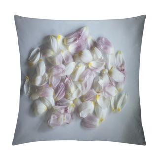 Personality  Tulip Petals Heap Over Grey Background Pillow Covers