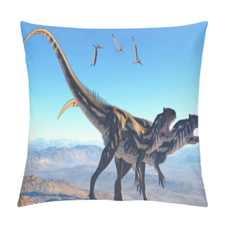 Personality  Allosaurus On Mountain Pillow Covers