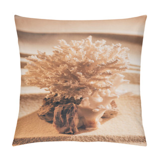 Personality  Close Up View Of Beautiful Coral On Sandy Beach Pillow Covers