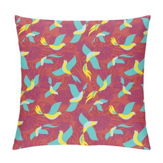 Personality  Seamless Colorful Pattern With Tropical Birds And Leaves. Pillow Covers