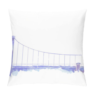 Personality  Bridge. Letter Paper, Notebook Cover Background, Watercolor Style Digital Artwork Pillow Covers