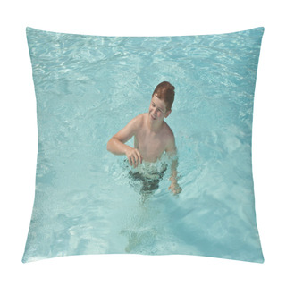 Personality  Young Boy Has Fun In The Pool Pillow Covers