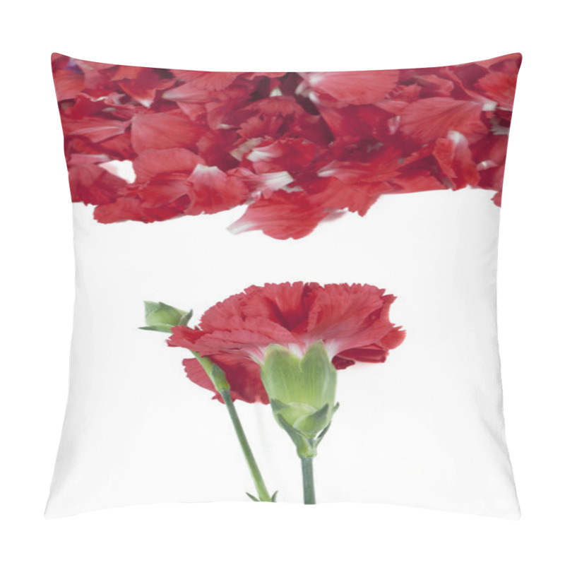 Personality  red petals and flower on white pillow covers