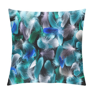 Personality  Seamless Background With Colorful Feathers Isolated On Black Pillow Covers