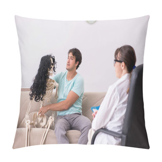 Personality  Young Patient Visiting Psychologist For Therapy Pillow Covers