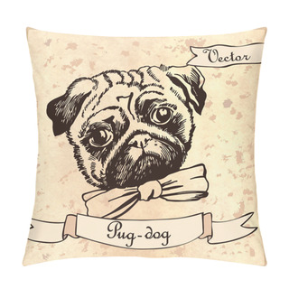 Personality  Hand Drawing Pug Illustration Pillow Covers
