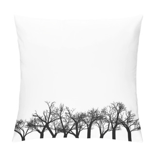 Personality  Vector Trees Background. Black And White Texture. Natural Backdrop. Plants Image. Park Illustration. Simple Flat Logo. Winter Landscape. Branches Silhouette. Gothic View. Pillow Covers