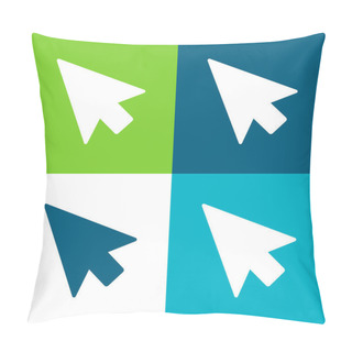 Personality  Arrow Pointer Flat Four Color Minimal Icon Set Pillow Covers