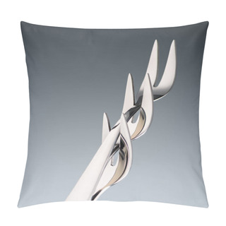 Personality  Three Forks With Two Tines Isolated On Grey Pillow Covers