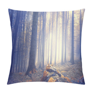 Personality  Mysterious Foggy Forest Landscape Background Pillow Covers