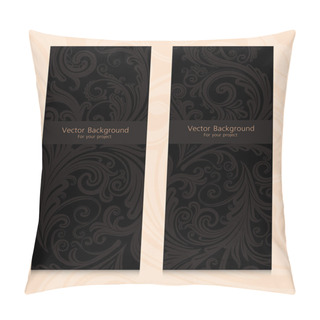 Personality  Premium Royal Vintage Victorian Set Of Templates Dark Brown Floral Classic Backgrounds Pillow Covers