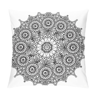 Personality  Circular Pattern In Form Of Mandala For Henna, Mehndi, Tattoo, Decoration. Decorative Ornament In Ethnic Oriental Style. Coloring Book Page. Pillow Covers