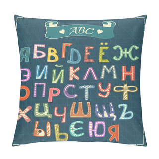 Personality  Set Of Cyrillic Characters Alphabet In Cartoon Style Pillow Covers
