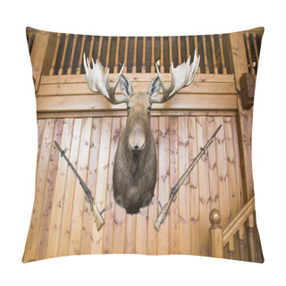 Personality  Moose Head And Guns On Wall Pillow Covers