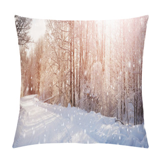 Personality  Trees Covered With Snow In The Forest Pillow Covers