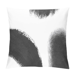 Personality  Abstract Brush Strokes Of Black Paint On White Surface. Different Smears Brush Black Oil Paint Isolated On White Background. Art Creative Artistic Creation Element Close Up. Copy Space, Place Text Set Pillow Covers