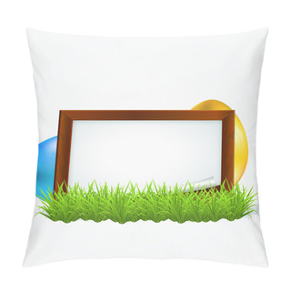 Personality  Painted Easter Eggs Lying In The Grass. Vector Illustration Pillow Covers