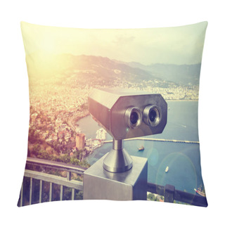Personality  Coin Operated Binocular Viewer Next To The Waterside Promenade In Antalya Looking Out To The Bay And City Pillow Covers