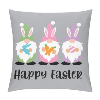 Personality  Happy Easter Gnomes, Spring, Easter, Tulips Flower, Happy Easter Vector Illustration File Pillow Covers