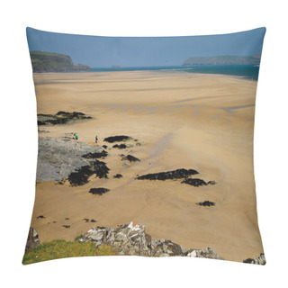 Personality  The Sandy Bay Of The River Camel Estuary Between Padstow And Rock In Cornwall Pillow Covers