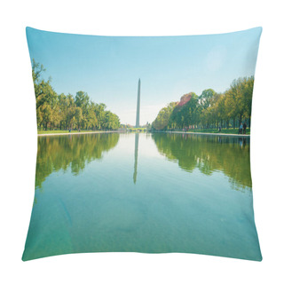 Personality  George Washington Monument At End And Reflected Pillow Covers