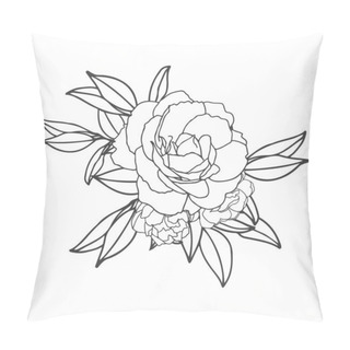 Personality  Elegant Arrangement In Black And White With White Fill. Hand-drawn Big Flowers. Design Wedding Invitation, Envelopes, Greeting Card Template. Vector Illustration Pillow Covers