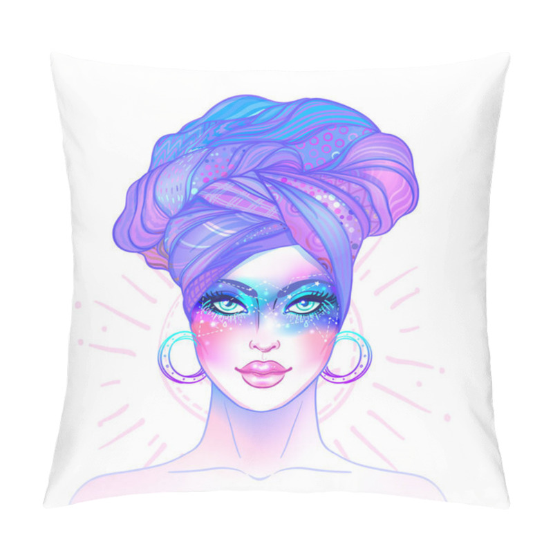 Personality  Cute Teen Girl With Galaxy Make Up, Stars, Constellations And Tu Pillow Covers