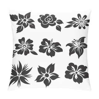 Personality  Vector Set Of Black And White Flowers. Pillow Covers