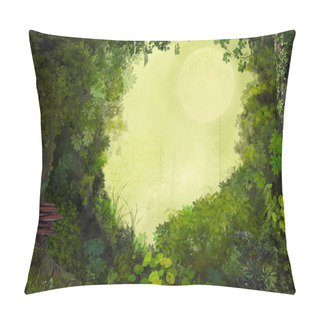 Personality  Beautiful Enchanting Fairy Tale Lush Forest Opening In The Moonlight, 3d Render Pillow Covers