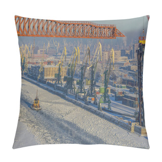 Personality  Top View Of Winter Sea Port Of Saint Petersburg, Russia. Pillow Covers