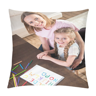 Personality  Mother And Daughter Learning Alphabet Pillow Covers