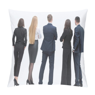 Personality  Rear View. Group Of Business People Looking Forward Pillow Covers