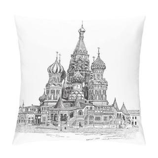 Personality  Saint Basil's Cathedral, In Moscow, Russia, Vintage Engraving Pillow Covers