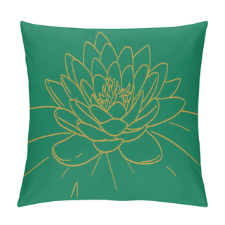 Personality  Drawing Or Sketch Indian Lotus Flower And Pattern Editable Outline Illustration Background Pillow Covers
