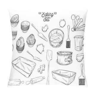 Personality  Set Of Dishes For Baking. Baking Stuff Vector Illustration Pillow Covers