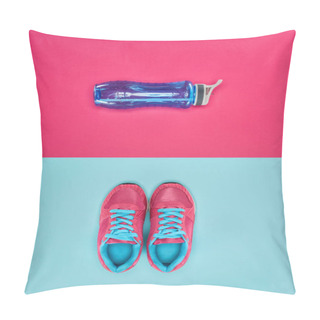 Personality  Sports Equipment With Shoes And Water Bottle Isolated On Pink And Blue Pillow Covers