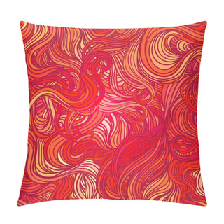 Personality  Vector Pink Abstract Hand-drawn Pattern With Waves And Clouds. S Pillow Covers