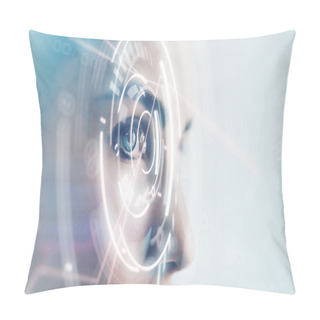 Personality  Closeup Of Woman Eye With Visual Effects, Isolated On White Background. Horizontal Pillow Covers