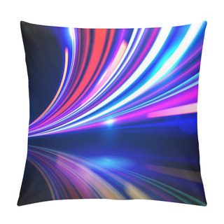 Personality  Vector Art Of Dynamic Light Motion, Light Trail, High Speed Effect, Traffic Motion. Light Motion Effect, Slow Shutter Of Traffic.  Pillow Covers