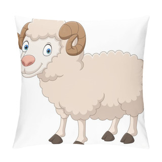Personality  Vector Illustration Of Cartoon Funny Goat Isolated On White Background Pillow Covers