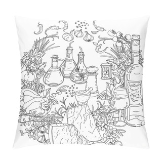 Personality  Italian Cuisine For Coloring Book Pillow Covers