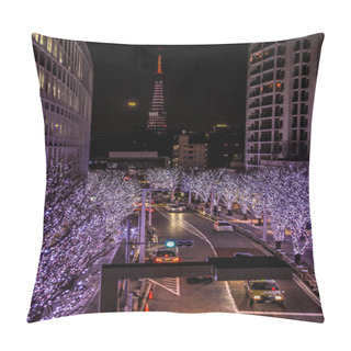 Personality  2013.01.02, Tokyo, Japan. Illumination Of Cityscape Of Tokyo Tonight. Pillow Covers