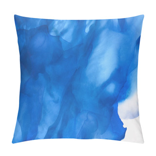 Personality  Bright Blue Splashes Of Alcohol Ink As Abstract Backdrop Pillow Covers
